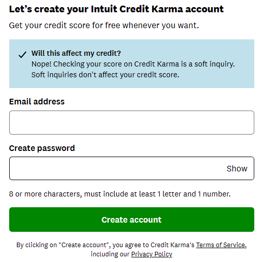 Creating An Account With Credit Karma